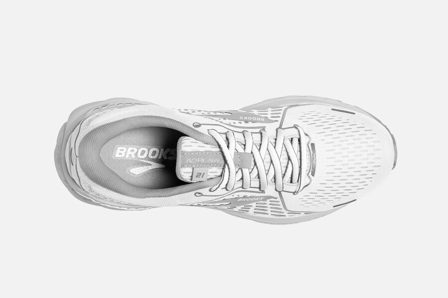 Adrenaline GTS 21 Road Brooks Running Shoes NZ Womens - White/Grey - CXNVHL-679